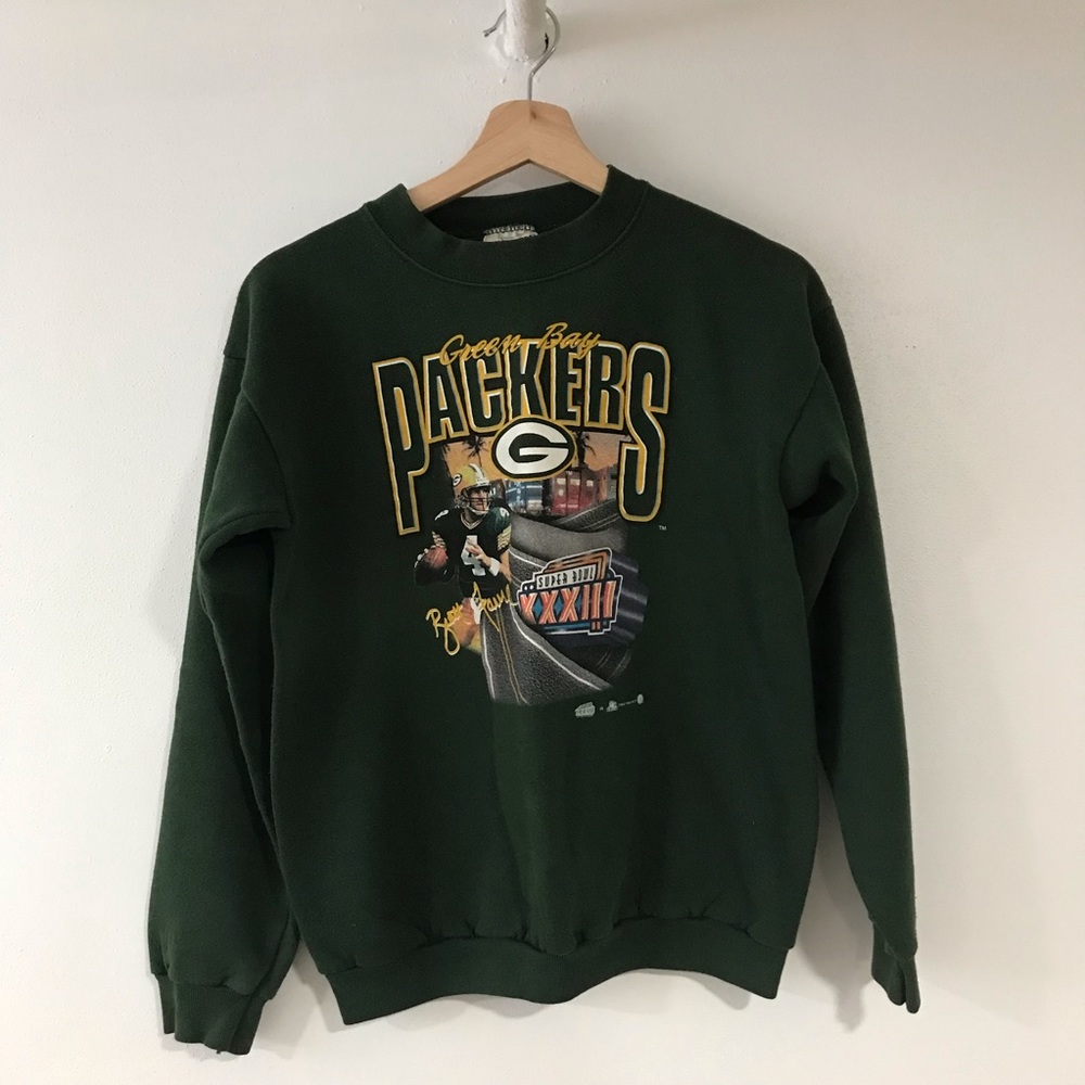 Vintage Super Bowl XXXIII Green Bay Packers Crewneck Sweatshirt w/ Brett Farve